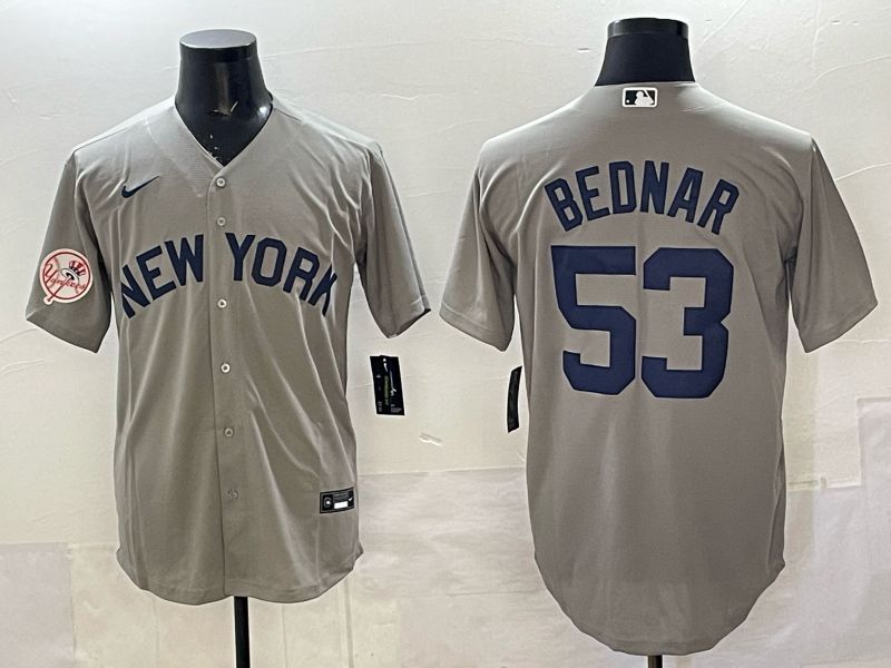 Men New York Yankees #53 Bednar Grey Game Nike MLB 2025 Jersey 01->new york yankees->MLB Jersey